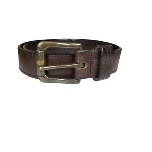 Duluth Trading Italian Leather Belt Brown Size 38 Brass Buckle USA